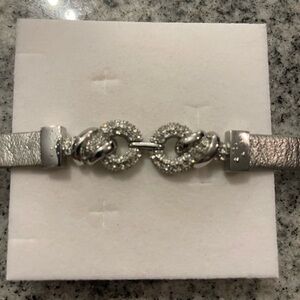 Lia Sophia leather and crystal bracelet